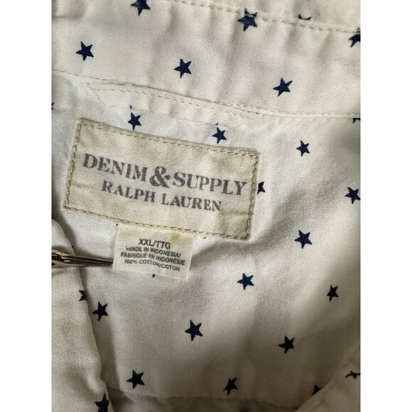 Denim & Supply Ralph Lauren Short Sleeve Star Print Button Down Shirt 2XL Preppy - Picture 3 of 11